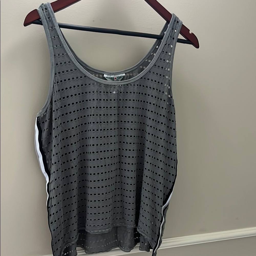 Gray Perforated Tank Top by Hard Tail